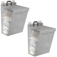 Torribaly Hanging Laundry Basket Large-Opening Portable Laundry Basket Hanging Dirty Laundry Basket with Cover & Handle