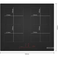 Bosch PVQ61CHB1E, Sort, Indbygget, 59.2 cm, Zone induktionskogeplade, Keramisk, 4 zone(s)
