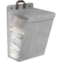 Torribaly Foldable Laundry Basket Dirty Clothes Basket Wall Mounted Dirty Laundry Storage Punch Free Clothes Organizer Gray