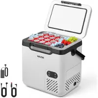 Vevor 12 Volt Køleskab, 19 QT/18L Bilkøleskab, Bærbar Elektrisk Fryserkompressor med Håndtag, 12V/24V DC 100-240V AC, -4℉ til 68℉/ -20℃ til 20℃, Til Lastbil Varevogn RV SUV Båd Rejser Camping