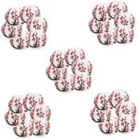 Melitt 30 Pack 12Inch Red Flowers Paper Lantern White Round Chinese Japanese Paper Lamp for Home Wedding Decoration