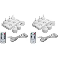 Exogio 12Pcs Flameless Tea Lights Candles with Charging Station Remote Control LED Tea Lights Candles for Halloween Anniversary