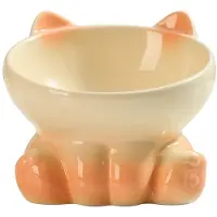 Melitt Gradient Ceramic Cat Bowl Pet Bowl Eating Bowl Drinking Bowl Pet Supplies Dog Bowl Cat Bowl with Slanted Mouth Yellow
