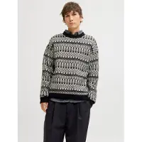 Jack & Jones Premium Pullover 'JPRBLUMAX FAIRISLE' grå / sort