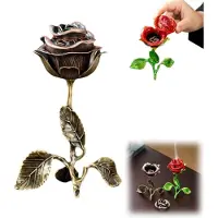 OIMG (Bronze, 1Set) Vintage rose røgelse brænder, roseformet røgelse holder, dekorative roser røgelse holder, metal rose guld røgelse brænder