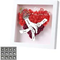 OIMG (Red, One size) Brugerdefineret mor blomster skyggeboks med børns navne, personliggjort hjerteformet blomsterramme til mors dag og årsdag
