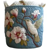 OIMG (style1 S, 1pcs) Quiltet vasketøjskurv med håndtag, boho blomster stof opbevaringshamper, multifunktionel tøjopbevaringskurv, letvægts