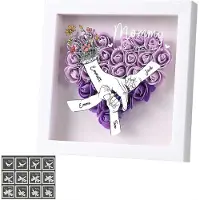 OIMG (Purple, One size) Brugerdefineret mor blomster skyggeboks med børns navne, personliggjort hjerteformet blomsterramme til mors dag og årsdag