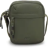 HUGO Skuldertaske í twill med metalliske logobogstaver