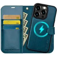 Ocase til iPhone 15 Pro Max-etui Aftageligt pung-etui med kortholder [2 i 1] PU-lder Flip Folio-etui med RFID-blokeringsstativ Stdsikkert telef