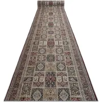 Rugsx Gummibelægning LOTUS CASSETTES 39980 Orientalsk beige / rød VASKBAR 120cm 120x900 cm