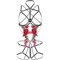 Vuxen Roses Strappy Teddy with Pasties