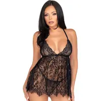Leg avenue Floral Lace Babydoll & String Black