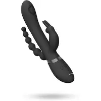 VIVE Rini - Pulse Wave & Vibrating Double Penetration Rabbit - Black