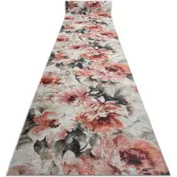 Rugsx Gummibelægning LOTUS BOUQUET 52900 Blomster beige / lyserød VASKBAR 80cm 80x470 cm