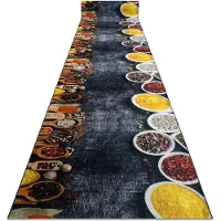 Rugsx Gummibelægning LOTUS KITCHEN 40580 Retter, køkken grå / gul VASKBAR 80cm 80x830 cm