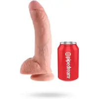 King Cock Realistisk Dildo med Glans, Testikler og Vener 23 CM Lys Hudfarve