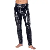 Black Level Tight Vinyl Trousers Black