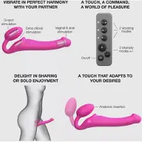 Strap-On-Me Vibrating Bendable Strap-On - Fuchsia Medium