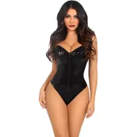 Leg avenue Sequin Boned Bodysuit Black