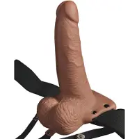 Fetish Fantasy Rechargeable 15.5cm Hollow Strap-on - Tan