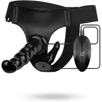 Easytoys Fetish Collection Vibrating Strap-On Set Black