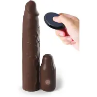 Fantasy X-Tensions 3" Vibrating Mega X-tension with Remote - Brown