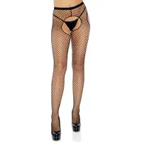 Leg avenue Crotchless Fishnet Suspender Pantyhose Black