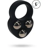 Levelz Liquid Silicone Triple Weighted Ball Cockring - Black
