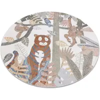 Rugsx Tæppe BONO 8426 cirkel Jungle, vilde dyr creme / mørk guld cirkel 160 cm