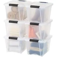 Iris USA 19 QT Stable plastopbevaringsbakker med l?g 6 pakke - BPA -fri fremstillet i USA - Se -through Organisering af l?sning Latches Holdbare