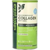 Great Lakes Wellness , Hurtig opløselig kollagenpeptider, Daglig velvære, Usmagt, 16 oz (454 g)