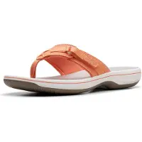 Clarks Women's Breeze Sea Flip-Flop Tangerine/Pop Synthetic 8