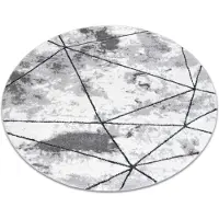 Rugsx Tæppe moderne COZY Polygons Hjul geometrisk, trekanter - Strukturelle, to niveauer af fleece grå cirkel 200 cm