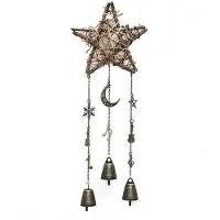 Melitt Witch Bells Protection Door Hangers Witch Wind Chimes Hanging Witch Bells Handmade Rattan Wind Chimes Decor Bronze
