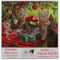 Sunsout Inc - Kissmas Play Toys - 1000 PC Jigsaw Puzzle av Artist: Sandra Bergeron - Färdig storlek 23 " X 28 " Jul - MPN# 49070