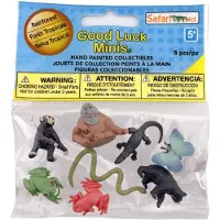 Safari Ltd. held og lykke minis Rainforest Fun Pack - 8 Mini Figurines inklusive Snake Frogs Butterfly Chimpanzee Orangutan Caiman Bear - Uddanne