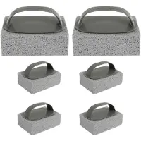 Wella 6-Pack Grill Cleaning Pumice Brushes with Cleaner Brick Block BBQ Cleaning Tool Remove Grease Oil Stains for Barbeque
