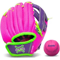 Franklin Sports Baseball Glove - Airtech Boys + Girls Youth Teball Glove - Kid + Toddler Teeball + Baseball Mitt - H?jre h?ndkast - 8.5 " Pink/P