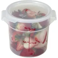 Cambro RFS1PP Round Polypropylene Food Storage Container - Camwear 1 Quart Translucent