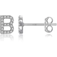 Mono Brev B ?reringe cz simuleret diamantstud?reringe mode alfabet bogstav initial ?reringe hvidguldbelagt hypoallergenisk alfabet ?rering