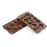 Silikomart SCG33 Choco Keys Silicone Mold 34x84 H 14 mm 21x10,5x1 cm Brun