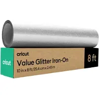 Cricut Value Glitter Iron On Silver (10in X 8ft Roll) - HTV Heat Transfer Vinyl