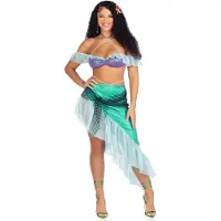 Leg avenue 3 PC Spellbound Mermaid inkluderer perlegrime iriserende bh-top med chiffon fl?se?rmer asymmetrisk nederdel med perleb?nd i taljen og iriserende
