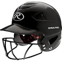Rawlings | Coolflo batting hjelm | 6 1/2 " - 7 1/2 " En st?rrelse passer mest | Sort + ansigtsmaske