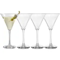 Libbey panelede Martini -briller Sæt på 4 9,5 oz Fine Ribbed Modern Martini Glasses Opvaskemaskine Safe Martini Cocktail -briller til cocktailfes