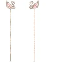 Swarovski bl?ndende svanesamling Kvinder gennemboret ?reringe Swan Motif Pink og White Crystals med rosegoldtonepladet stolpe og aftagelige k?der