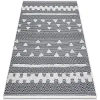 Rugsx Tæppe MOROC Geometrisk 22321 Økologisk, EKO SISAL kvaster - to niveauer af fleece fløde / grå, tæppe af genbrugt bomuld 117x170 cm