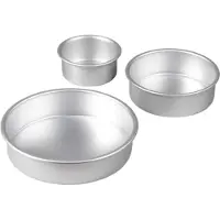 Wilton Aluminium Round Cake Pander 3-delt s?t med 8-tommer 6-tommer og 4-tommer kagepander
