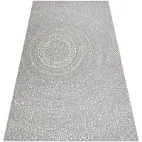 Rugsx Sisaltæppe SISAL FLAT 48832637 Hjul, prikker grå / fløde 160x230 cm